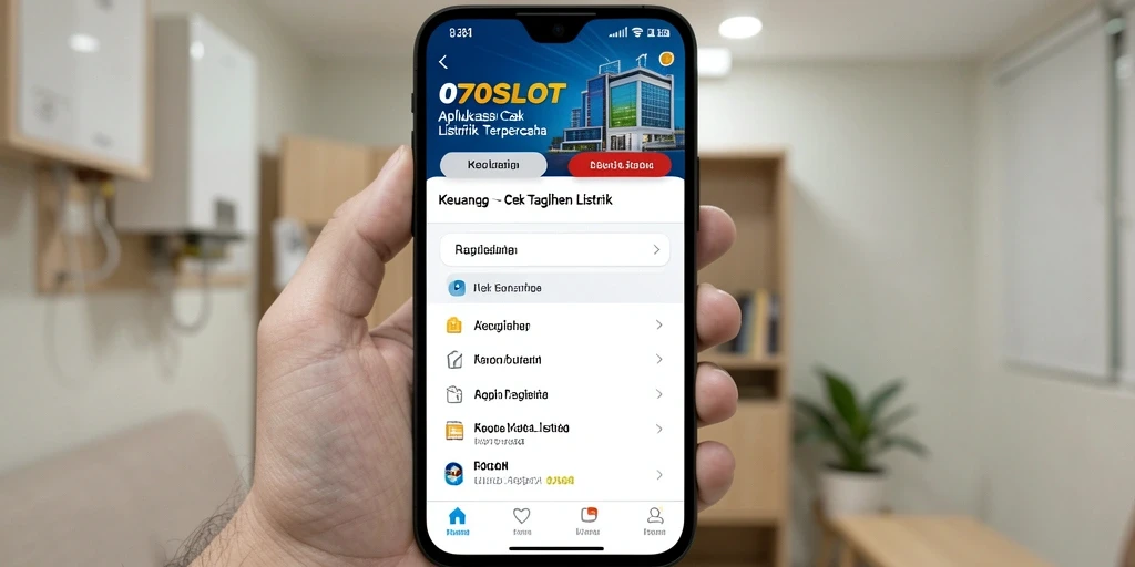 Tampilan utama aplikasi 070SLOT untuk cek tagihan listrik.