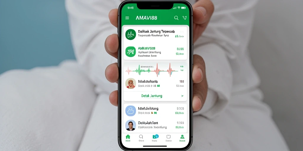 Antarmuka AMAVI88 yang sederhana dan informatif untuk detak jantung.