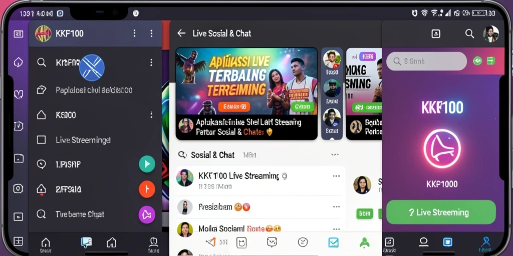 Tampilan antarmuka KPK100 dengan fitur Live Streaming yang menarik.